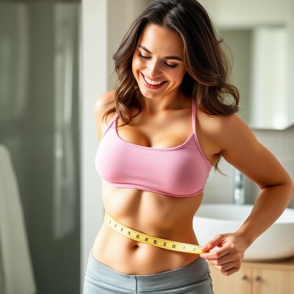 Woman showing weight loss results after using JellyThin ACV Keto Gummies
